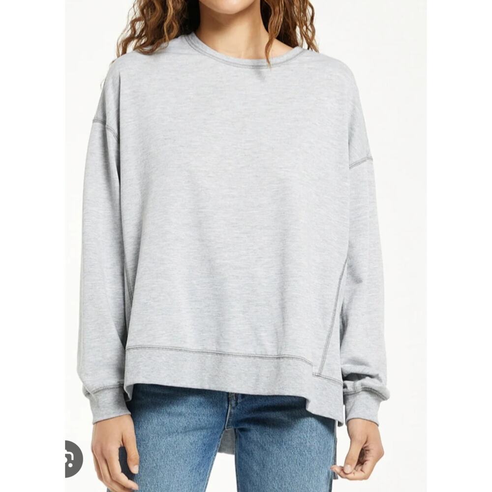 Z‎ Supply Modern Weekender Sweatshirt Gray Oversized Crewneck Side Slit M - Picture 5 of 5